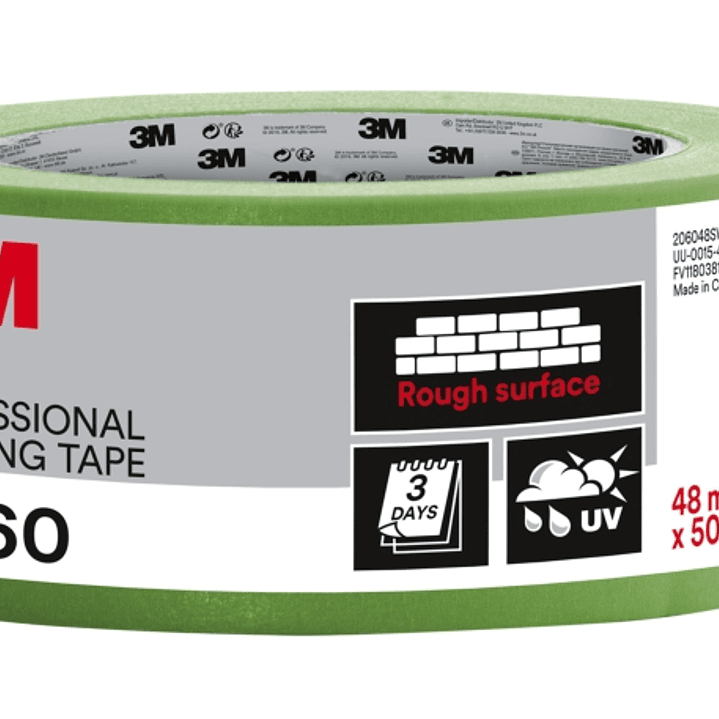 3M Cinta de Enmascarar Profesional para Superficies Rugosas - 48mm x 50m - Color Verde 1