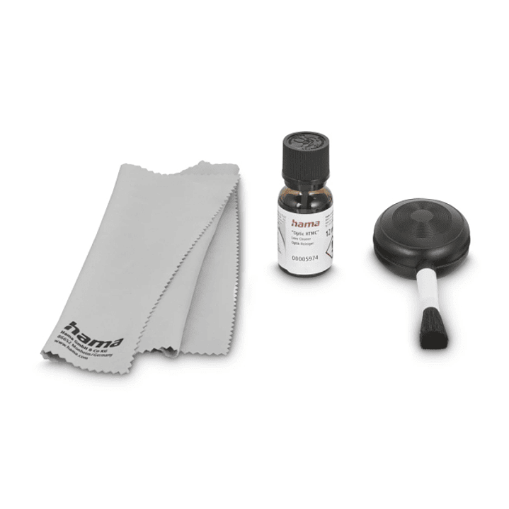 Hama Wet Set de Limpieza para Camaras - Pincel Soplador - Bayeta de Microfibra - Limpiador Liquido - Incluye Bolsa 1