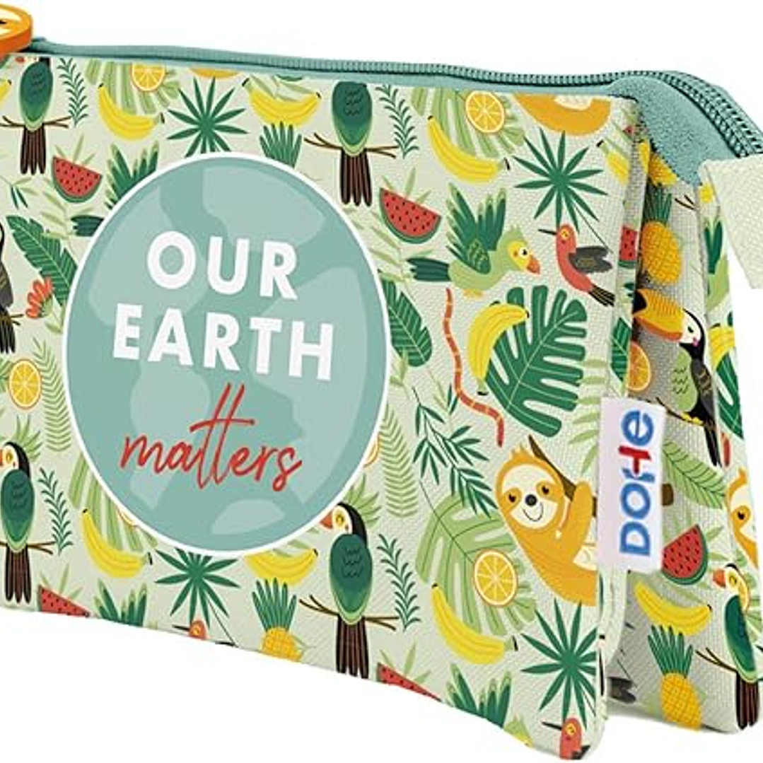 Dohe WWF Tropic Portatodo Triple - Cierre Doble con Cremallera y Tirador de Goma 1