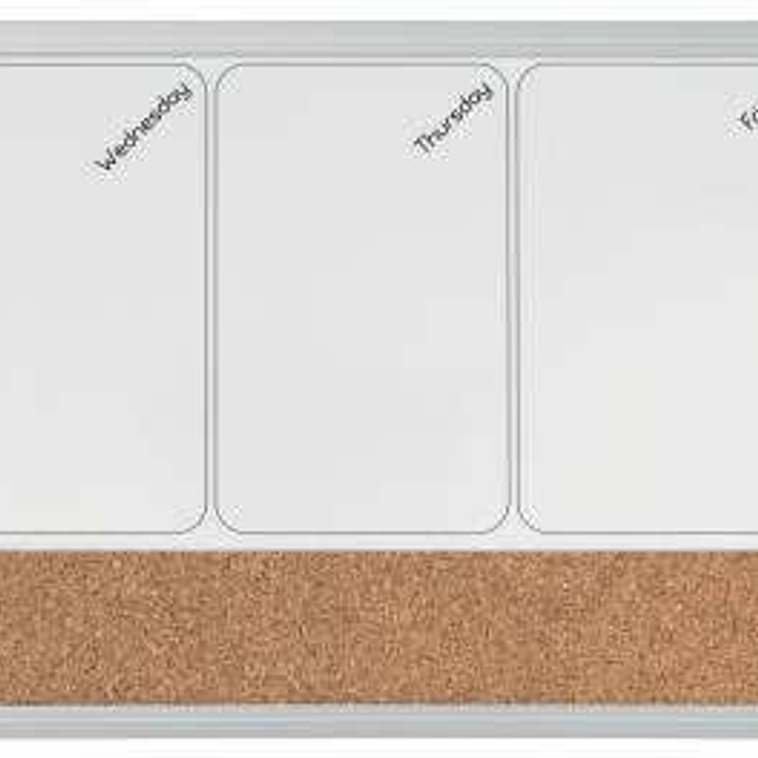 Nobo Planificador Semanal de Pizarra Magnetica Pequeña 585x190mm - Tira de Corcho - Almohadillas Adhesivas e Imanes para Montaje - Incluye Rotulador 1