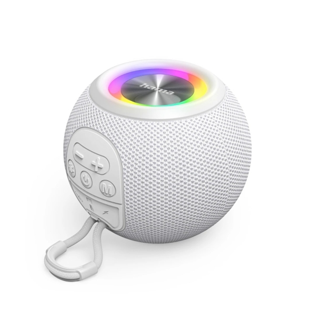 Hama Altavoz Portatil - Potencia 5W - Bluetooth - Jack 3.5mm - USB-C - Bateria 1200mAh - Admite MicroSD - Luz LED - Rango 10m - 11.1x11.1x8.7cm - Colo 1