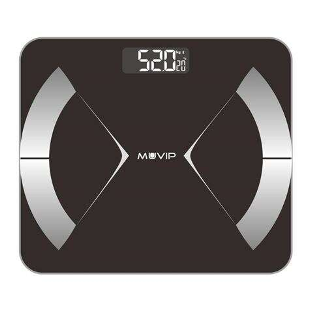 Muvip Body Muscle Bascula de Baño Digital Bluetooth - Pantalla LCD - Plataforma de Cristal Templado - 10 Memorias - Peso Max. 180kg - Auto Apagado 1