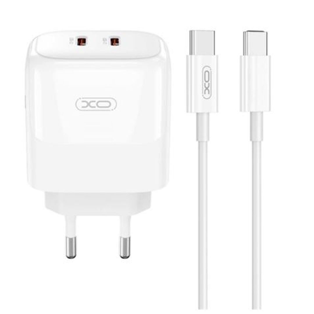 XO Pack Cargador de Corriente 2x USB-C 35W Carga Rapida + Cable USB-C 1m 1