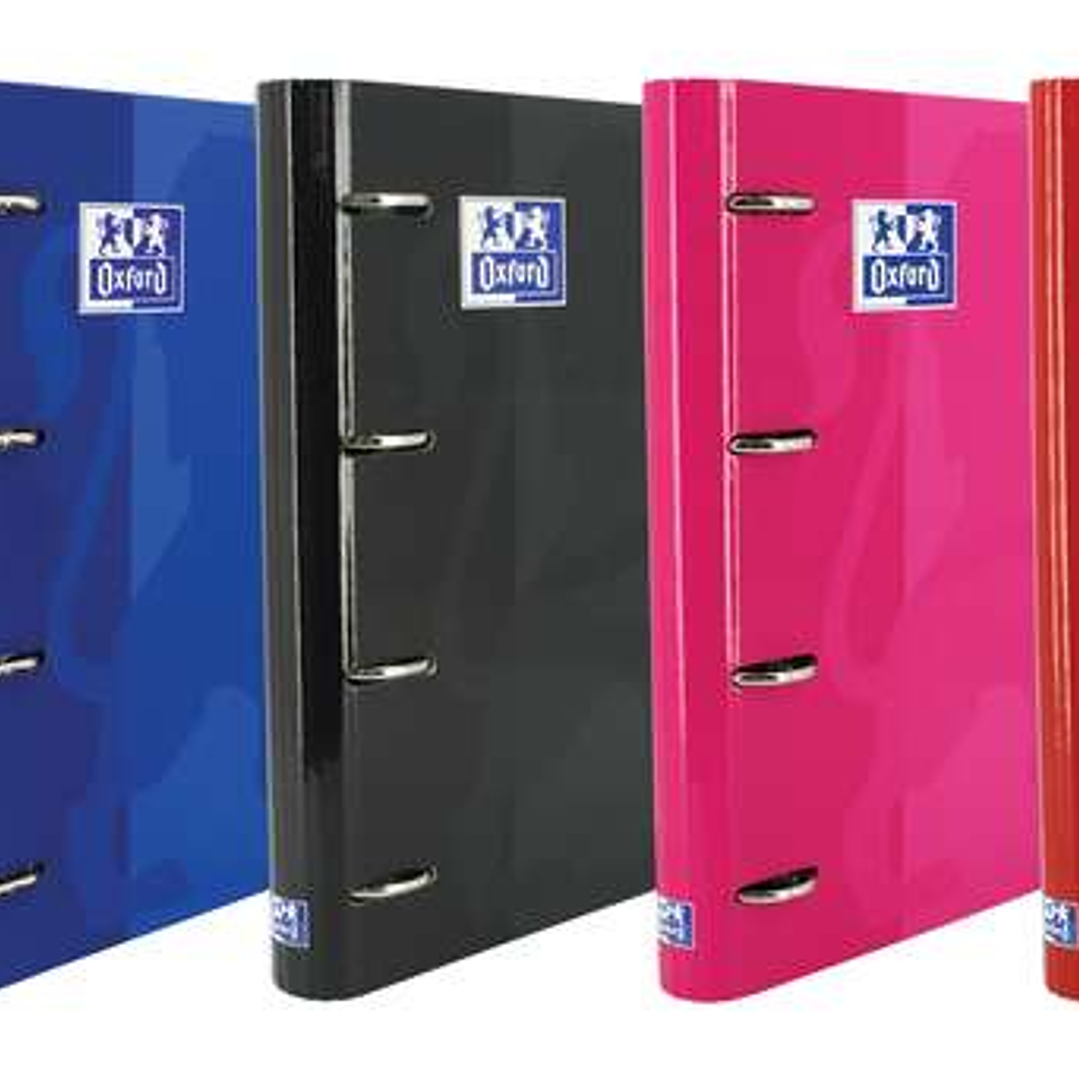 Oxford Europeanbinder Classic Carpeta de 4 Anillas Formato A4+ con Recambio Cuadriculado 5x5mm y 4 Taladros - Cierre con Goma Elastica - Colores Surti 1