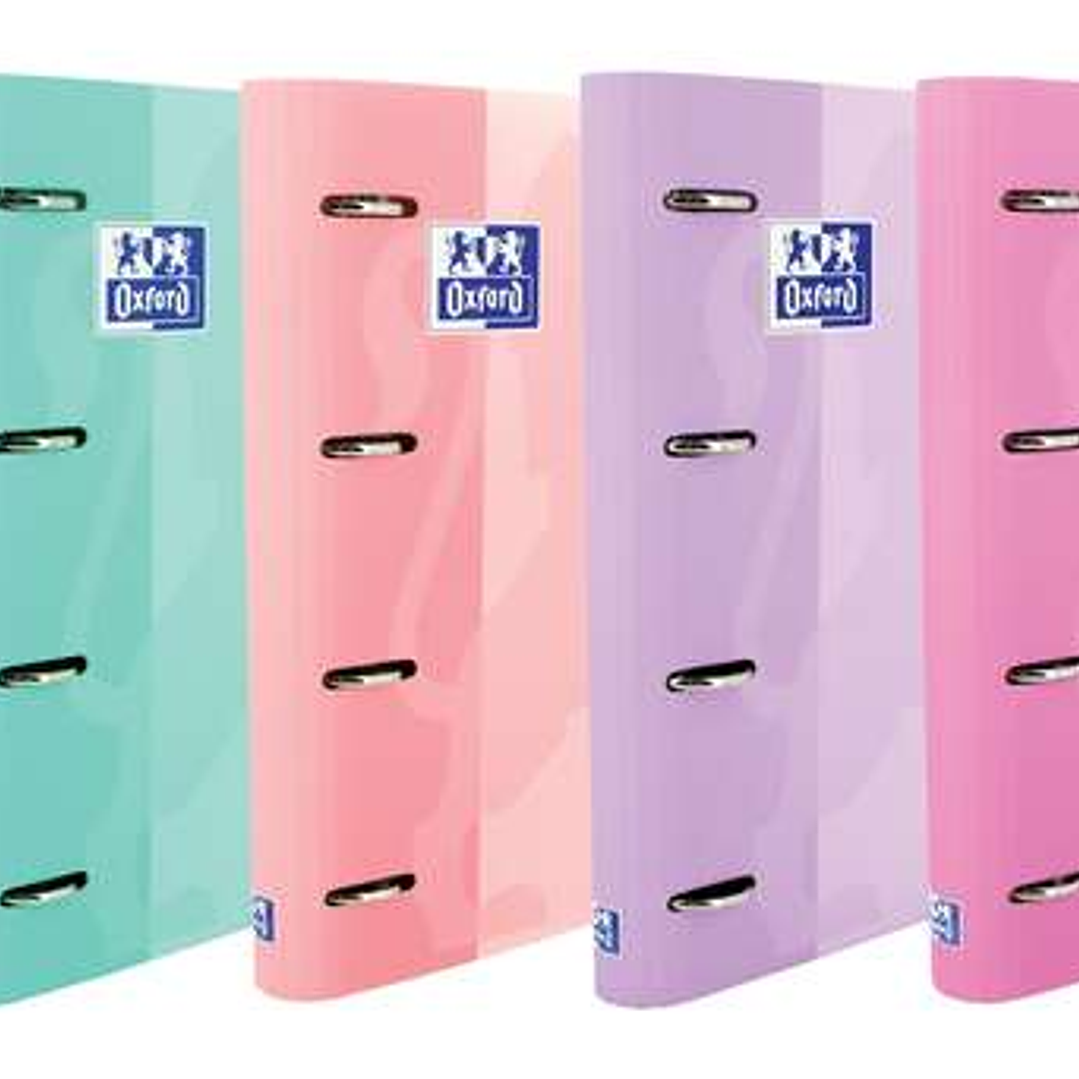 Oxford Europeanbinder Touch Carpeta de 4 Anillas Formato A4+ con Recambio Cuadriculado 5x5mm y 4 Taladros - Tapa Tacto Suave - Cierre con Goma Elastic 1