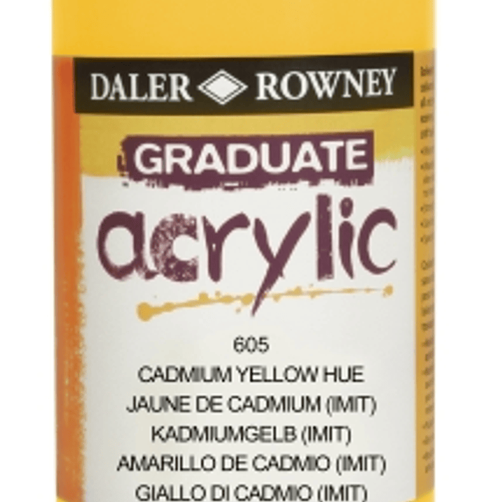 Daler Rowney Graduate Pintura Acrilica - Botella de Plastico - 500ml - Color Amarillo de Cadmio 1