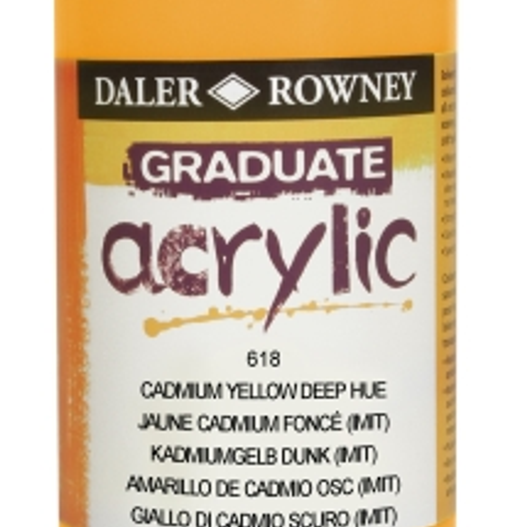 Daler Rowney Graduate Pintura Acrilica - Botella de Plastico - 500ml - Color Amarillo de Cadmio Profundo 1