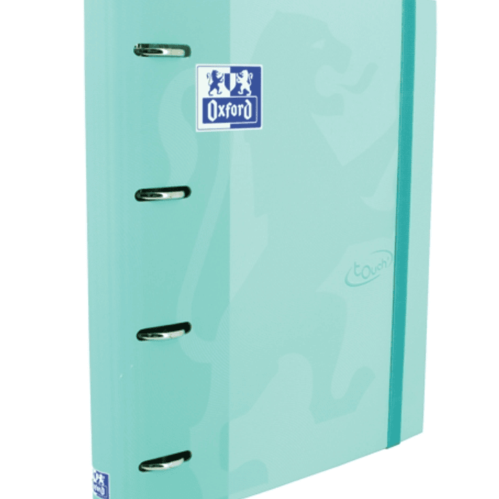 Oxford Europeanbinder Touch A4+ Carpeta de Anillas con Recambio Cuadricula 5x5 - Tapa Extradura - Cierre con Goma Elastica - Color Ice Mint Pastel 1