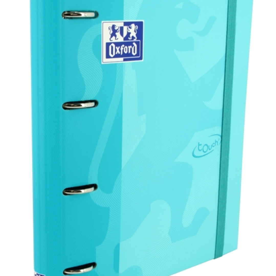 Oxford Europeanbinder Touch A4+ Carpeta de Anillas con Recambio Cuadricula 5x5 - Tapa Extradura - Cierre con Goma Elastica - Color Azul Pastel 1