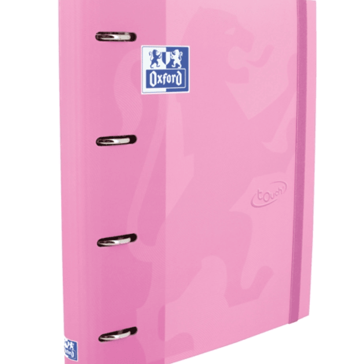 Oxford Touch A4+ Europeanbinder - Tapa Extradura Resistente - Lomo de 45mm - Anillas 4Dx35mm - Recambio 5x5 Incluido - Color Fucsia Pastel 1