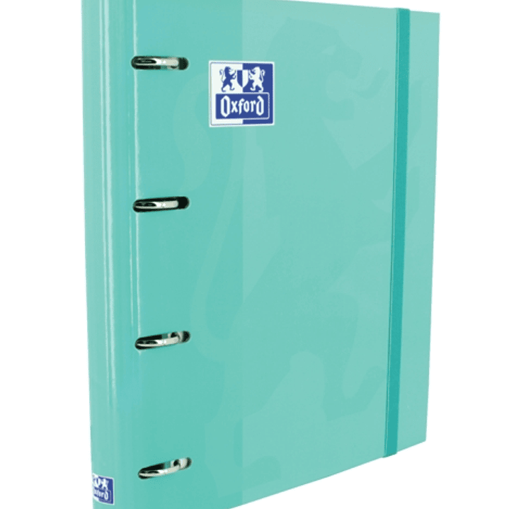 Oxford Europeanbinder Classic A4+ Carpeta de Anillas con Recambio Cuadricula 5x5 - Tapa Extradura - Cierre con Goma Elastica - Color Ice Mint 1