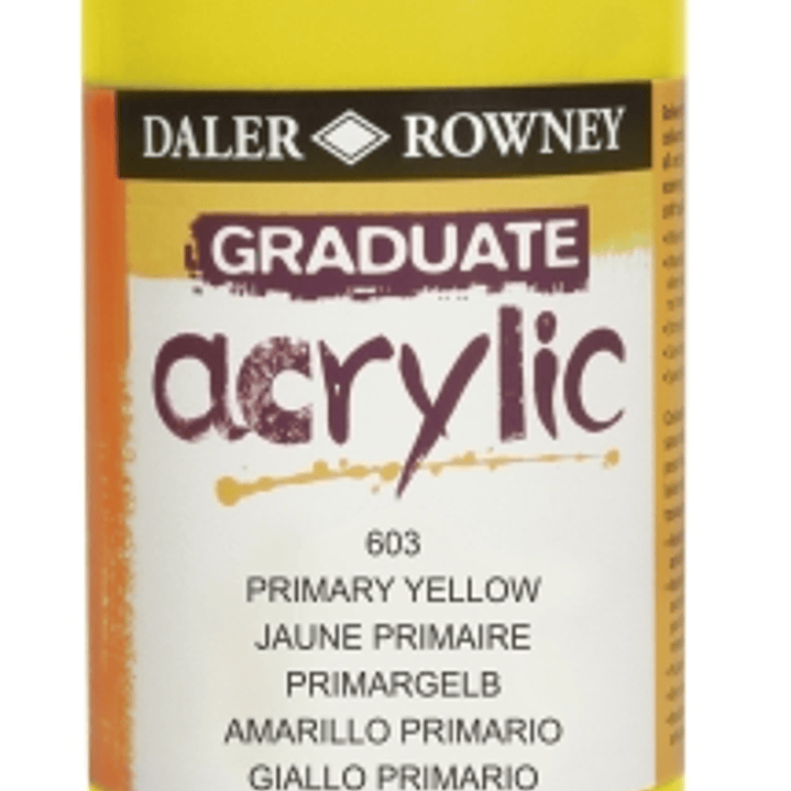 Daler Rowney Graduate Pintura Acrilica - Botella de Plastico - 500ml - Color Amarillo Primario 1