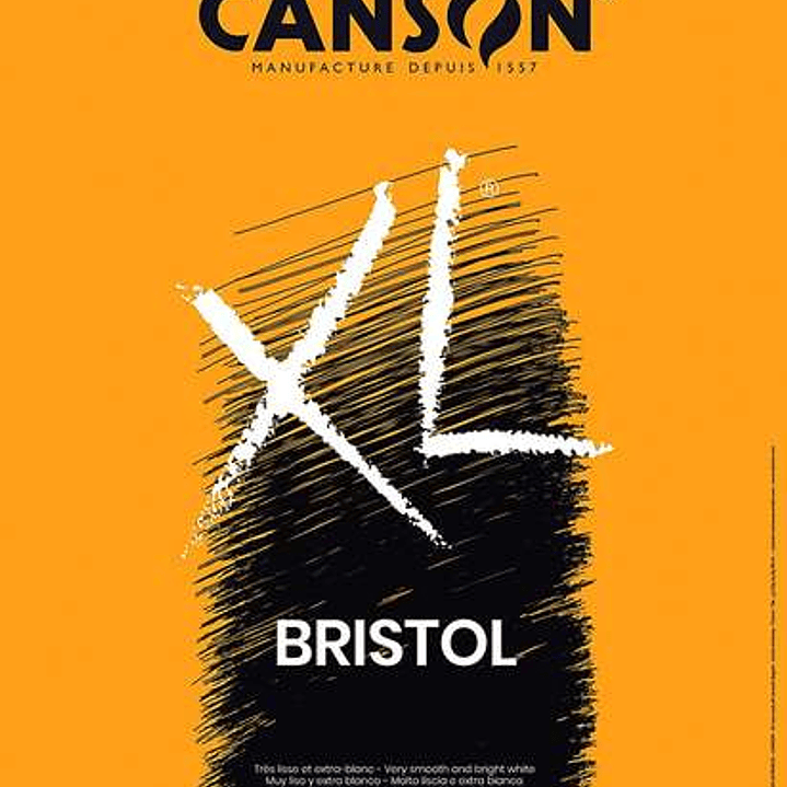 Canson Bloc XL Bristol Extraliso A3 de 50 Hojas 180gr - Acabado Satinado - Muy Resistente - Color Blanco 1