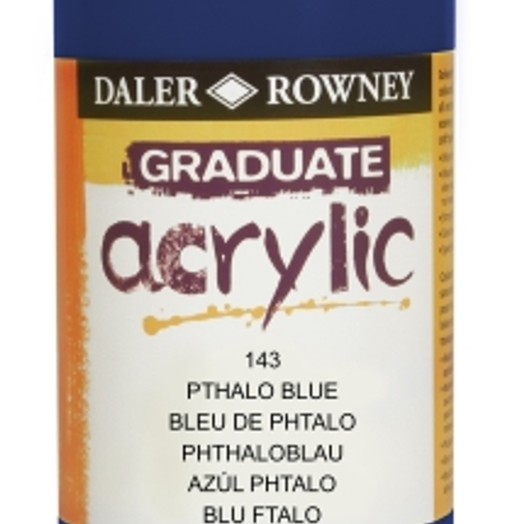 Daler Rowney Graduate Pintura Acrilica - Botella de Plastico - 500ml - Color Azul Ftalo 1