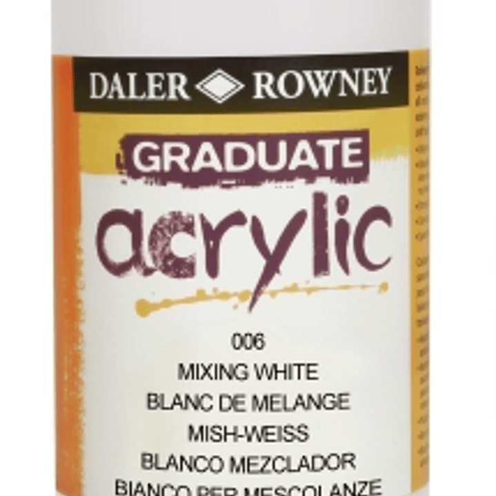 Daler Rowney Graduate Pintura Acrilica - Botella de Plastico - 500ml - Color Blanco de Mezcla 1