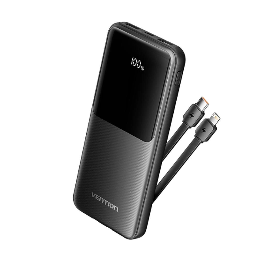 Vention Power Bank 10.000mAh - Multiples interfaces USB - Carga rapida - Salida total 3A - Color Negro 1
