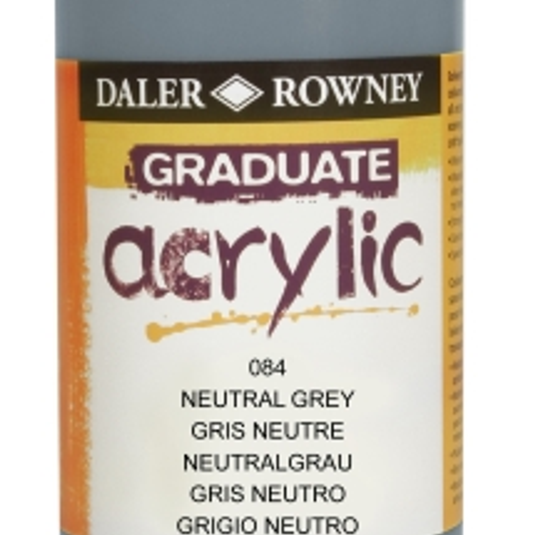 Daler Rowney Graduate Pintura Acrilica - Botella de Plastico - 500ml - Color Gris Neutro 1
