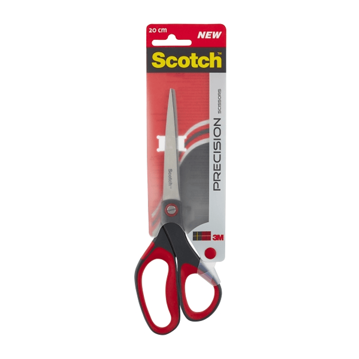 Scotch Tijeras de Precision 20cm - Acero Inoxidable - Corte Preciso - Mango Ergonomico - Color Negro/Rojo 1
