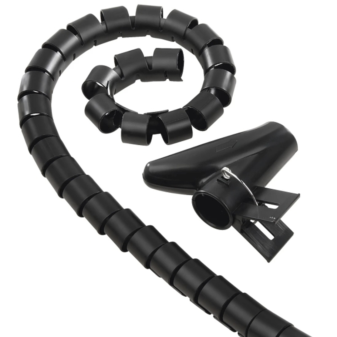 Hama Organizador de Cable en Espiral 20mm - Flexible - Longitud 2.5m - Adaptador para Instalacion - Color Negro 1