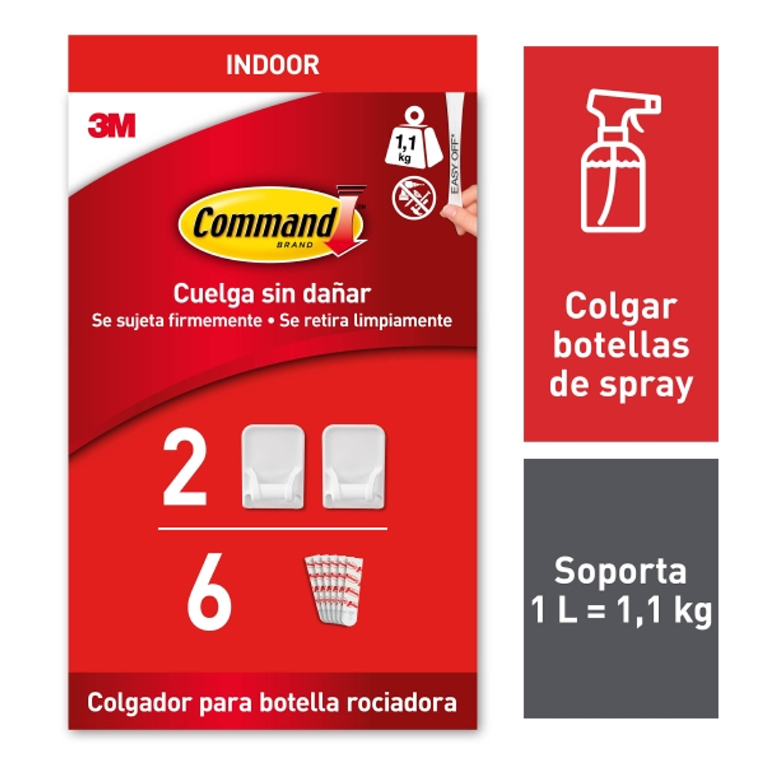 Command Pack de 2 Ganchos Especiales para Pulverizador - 6 Tiras Adhesivas - Soporta hasta 1.1kg - Color Blanco 1