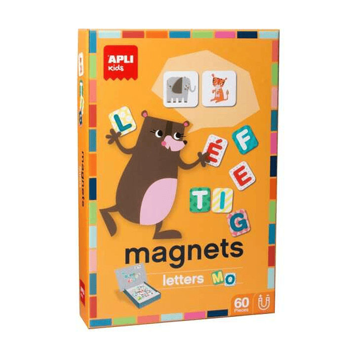 Apli Juego Magnetico Letras - 1 Escenario Imantado 28 x 18 cm - 48 Fichas de Letras, 12 Fichas de Animales - Recomendado para Niños a partir de 4 Años 1