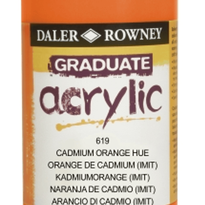 Daler Rowney Graduate Pintura Acrilica - Botella de Plastico - 500ml - Color Naranja de Cadmio 1