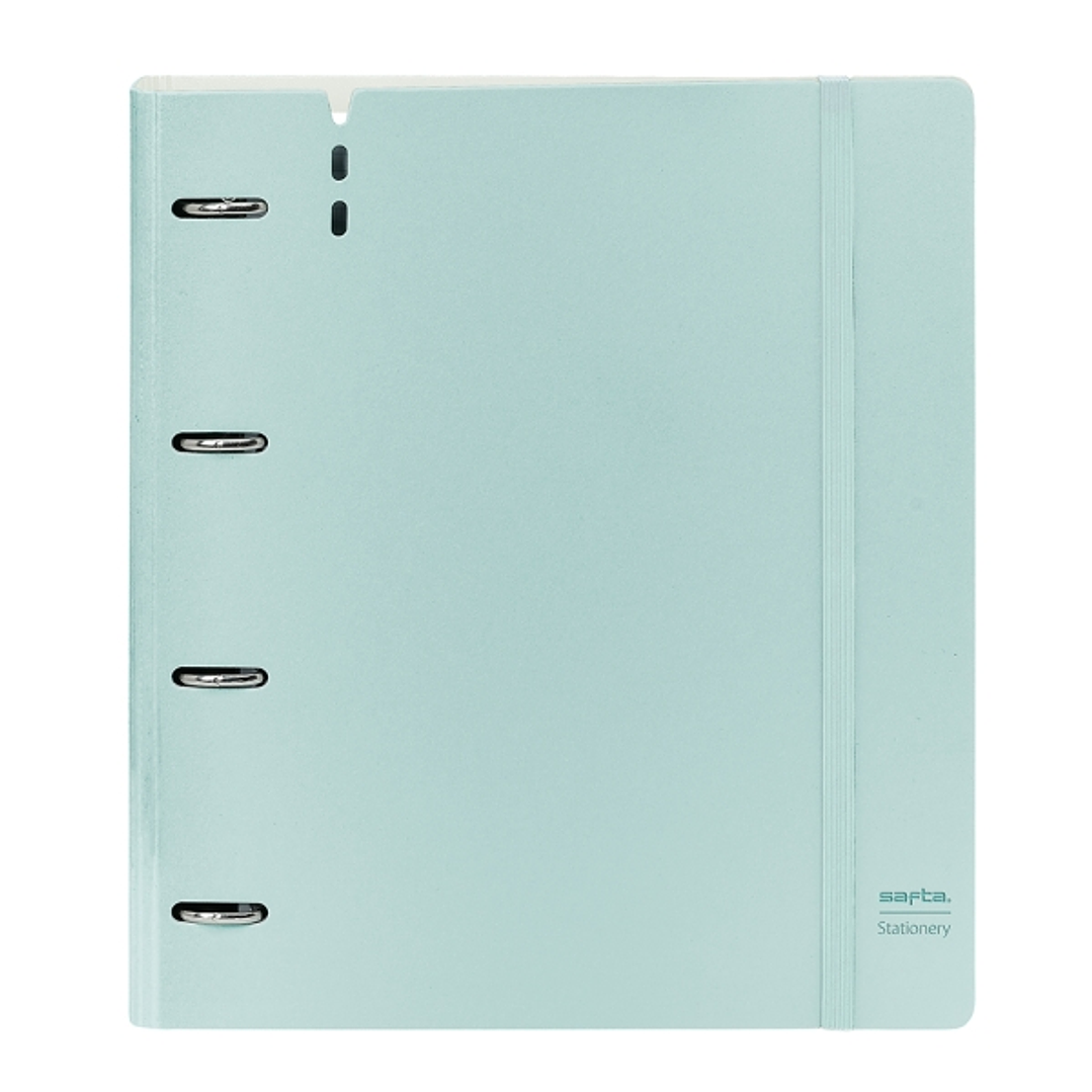 Safta Carpeta de 4 Anillas - PP Foam - Anillas de 35mm - Incluye 100 Hojas A4 - 27x32x4cm - Color Azul Claro 1