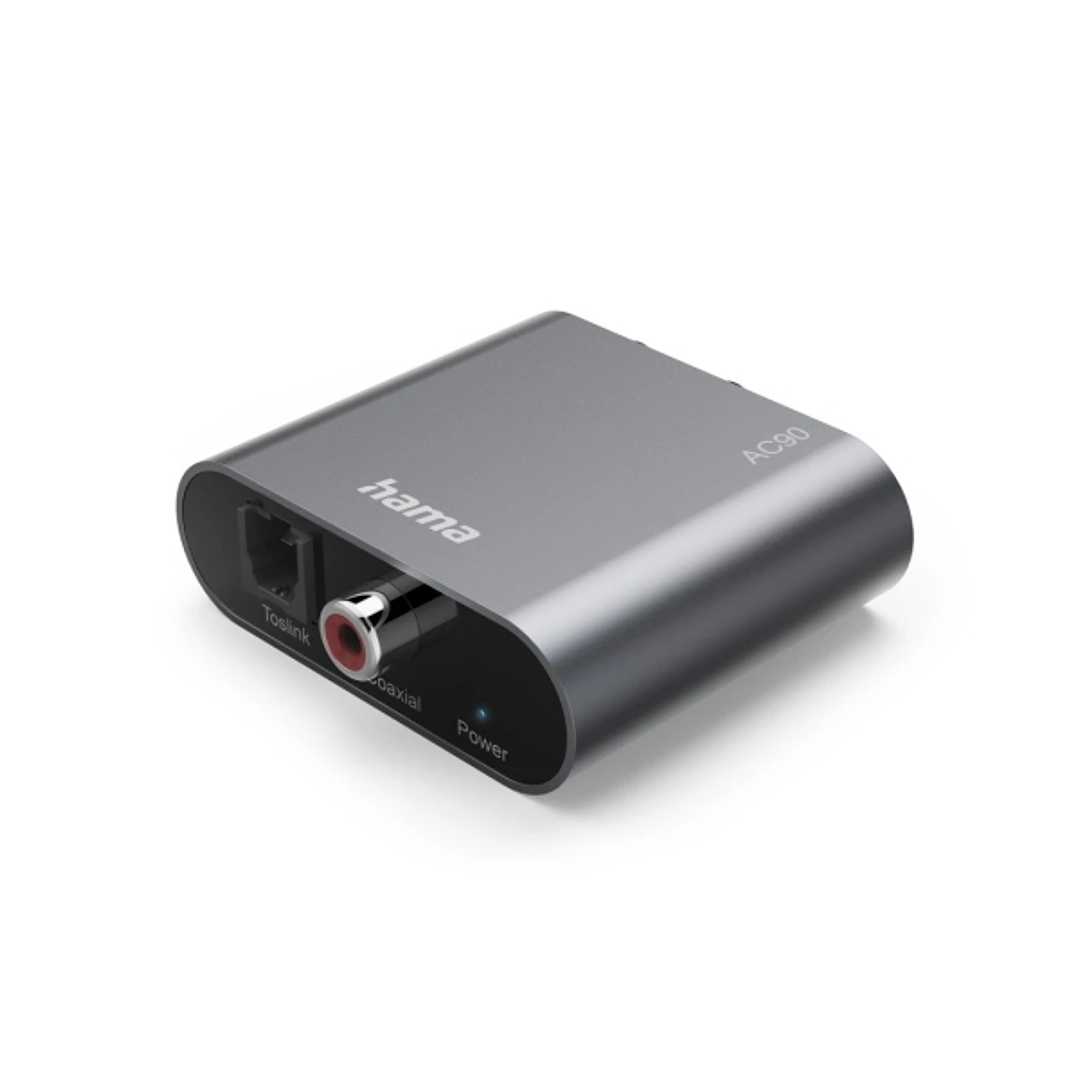 Hama Ac90 Convertidor de Audio Digital a Analogico - 5V - Cable 1m - RCA - Fibra Optica - 4.91x5.738x1.68cm - Color Plata 1