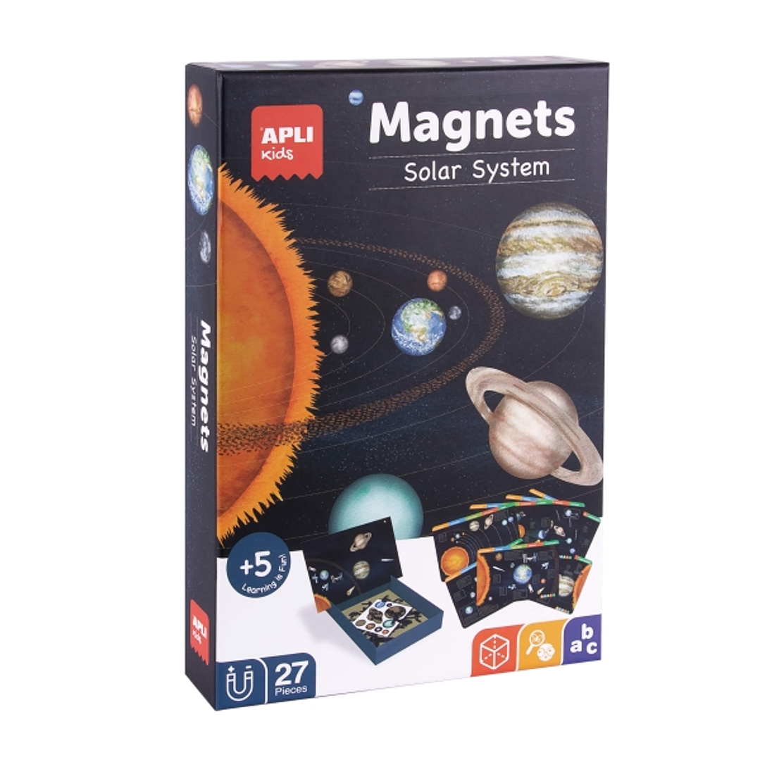 Apli Juego Magnetico El Sistema Solar - Introduccion al Sistema Solar, Fases Lunares, Estaciones y Constelaciones - Incluye 27 Imanes de Letras y 7 Fi 1