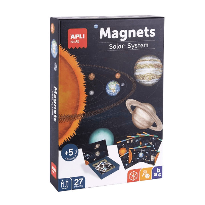 Apli Juego Magnetico El Sistema Solar - Introduccion al Sistema Solar, Fases Lunares, Estaciones y Constelaciones - Incluye 27 Imanes de Letras y 7 Fi 1