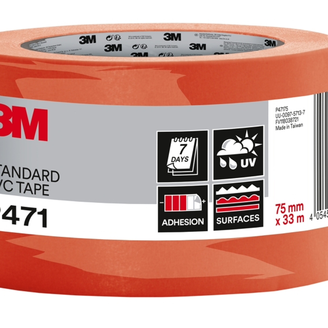 3M Cinta Adhesiva de PVC - 75mm x 33m - Alta Visibilidad - Color Naranja 1