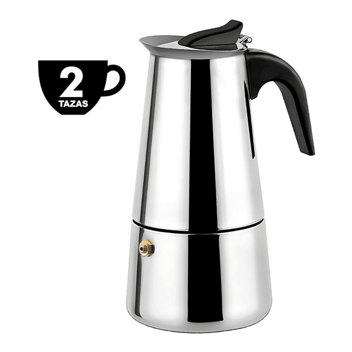 Muvip Cafetera Italiana de Acero Inoxidable - Capacidad para 2 Tazas - Compatible con Diferentes Tipos de Cocinas - Asa Ergonomica para un Manejo Segu 1