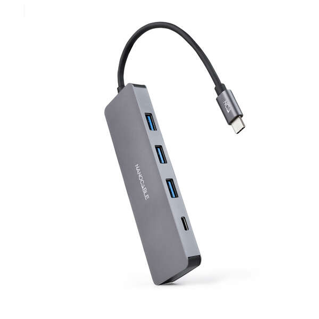 Nanocable Hub USB-C/M A 3xUSB3.0/H + 1xUSB-C/H - 10cm - Color Aluminio 1