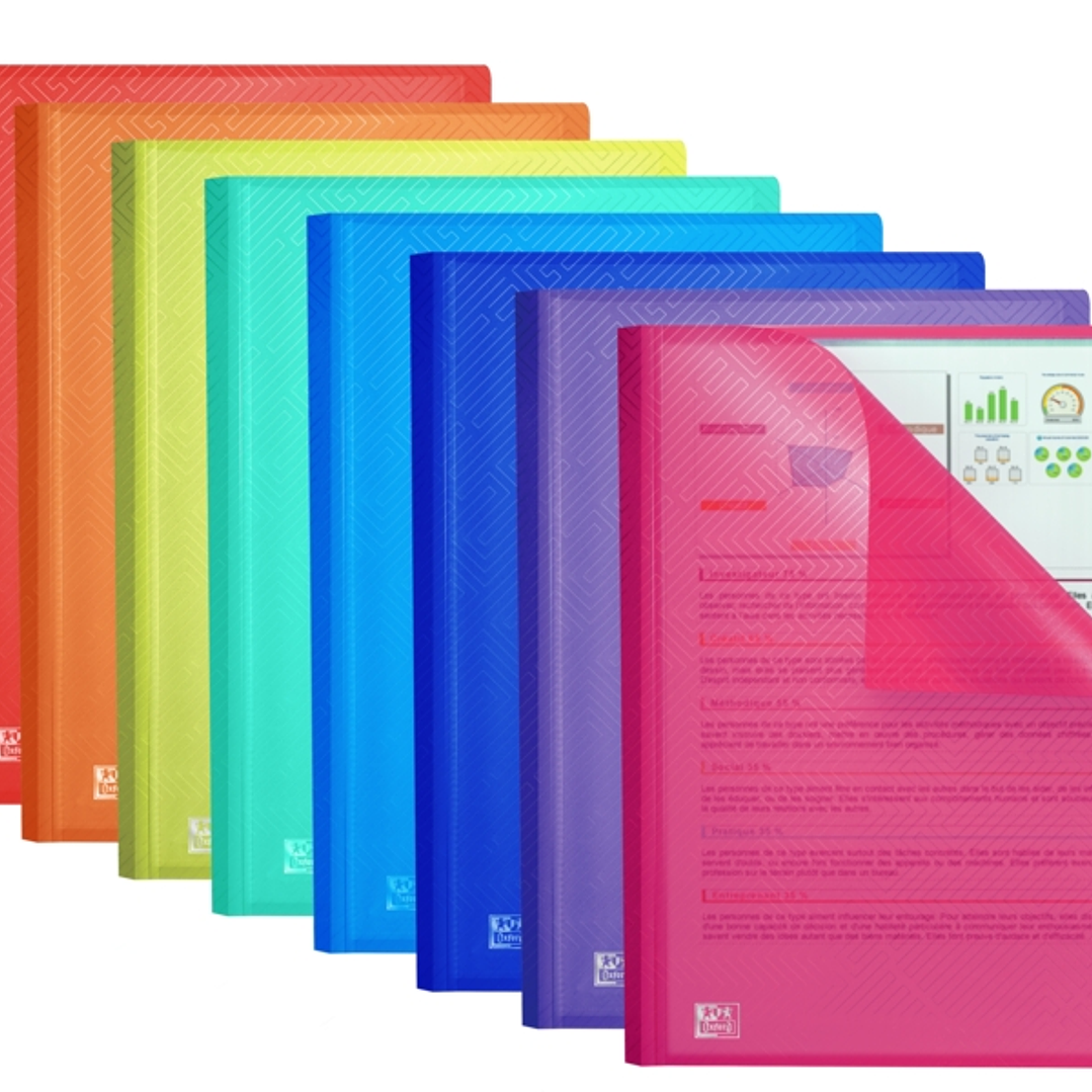 Oxford Urban A4 Carpeta de 100 Fundas Soldadas A4 - Tapa de Plastico Translucido - Colores Surtidos 1