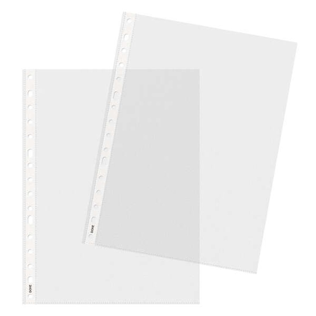 Dohe Basic Plus Pack de 100 Fundas Multitaladro Tamaño A4 16 Taladros - Polipropileno Rugoso - Calidad Basica Plus 1