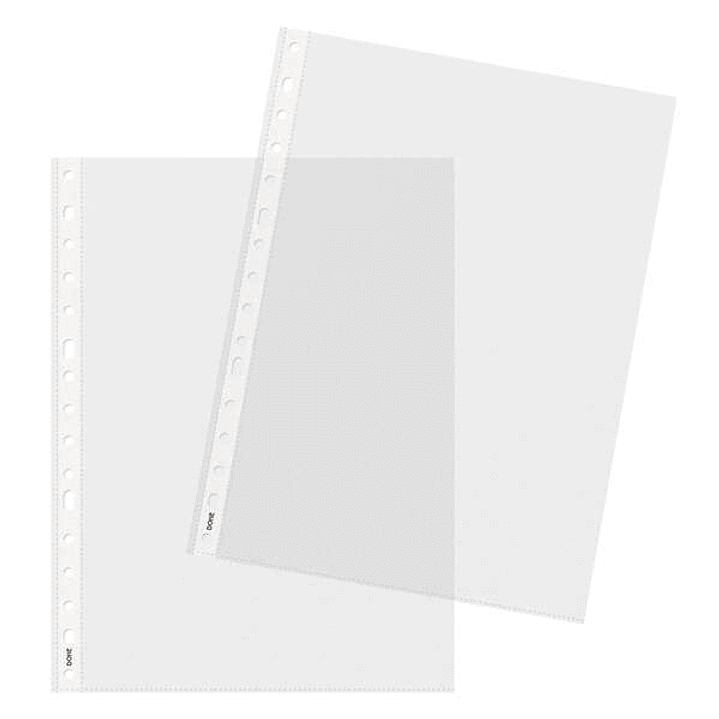 Dohe Basic Plus Pack de 100 Fundas Multitaladro Tamaño A4 16 Taladros - Polipropileno Rugoso - Calidad Basica Plus 1