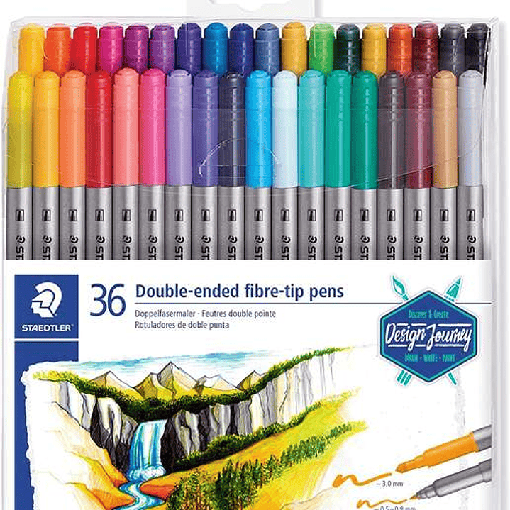 Staedtler 3200 Pack de 36 Rotuladores de Doble Punta - Resistente a la Presion - Colores Surtidos 1