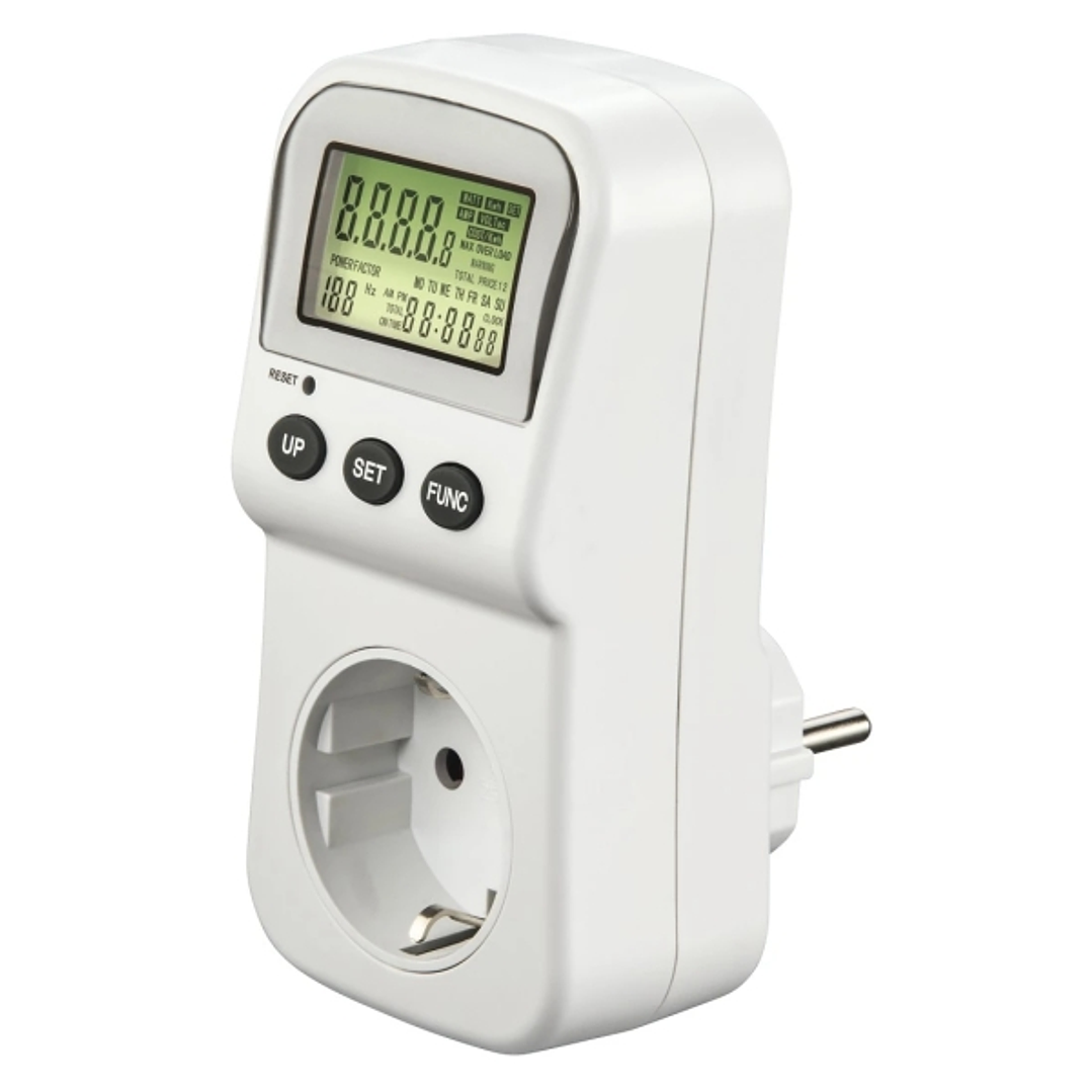 Hama Enchufe Contador Digital de Consumo - Potencia Maxima 3680W - Pantalla LCD - Color Blanco 1