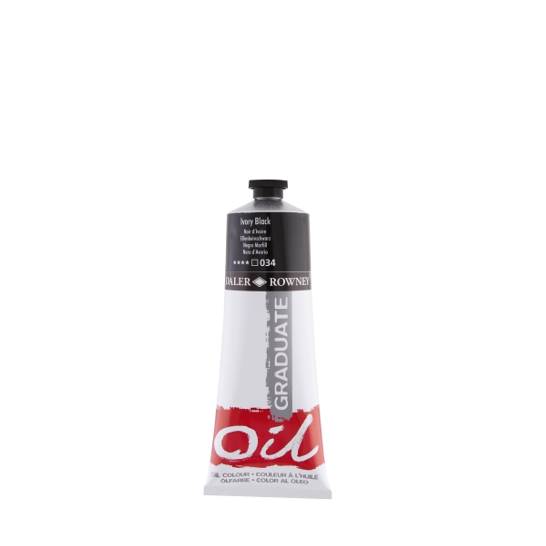 Daler Rowney Graduate Pintura al Oleo - Tubo de Aluminio - 220ml - Color Negro Marfil 1