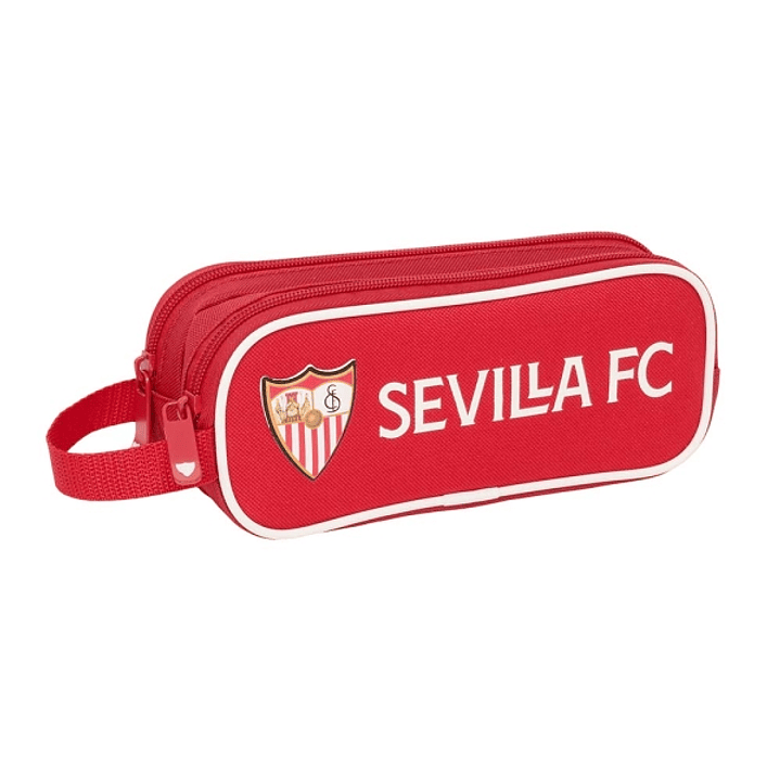 Safta Sevilla FC Portatodo - 2 Compartimentos con Cremalleras - 1L - Asa Lateral - Resistente al Agua - 210x60x80mm - Color Rojo 1