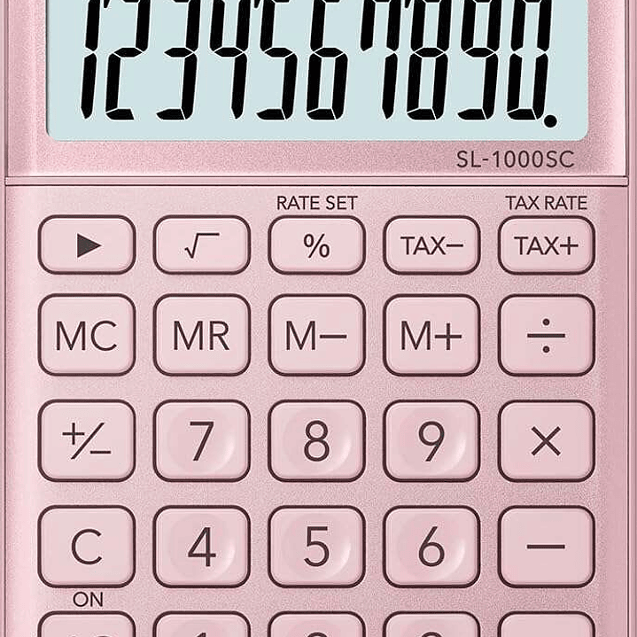 Casio SL-1000SC Calculadora de Bolsillo - Pantalla Extragrande de 10 Digitos - Alimentacion Solar y Pilas - Color Rosa 1