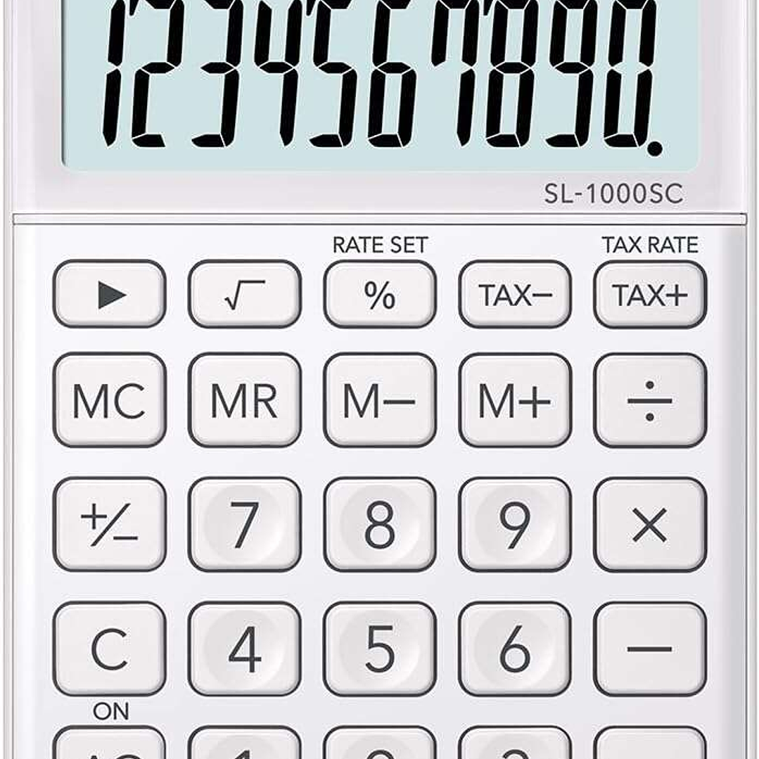Casio SL-1000SC Calculadora de Bolsillo - Pantalla Extragrande de 10 Digitos - Alimentacion Solar y Pilas - Color Blanco 1