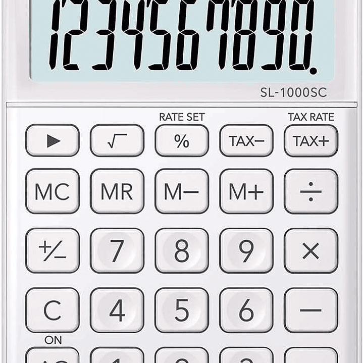 Casio SL-1000SC Calculadora de Bolsillo - Pantalla Extragrande de 10 Digitos - Alimentacion Solar y Pilas - Color Blanco 1