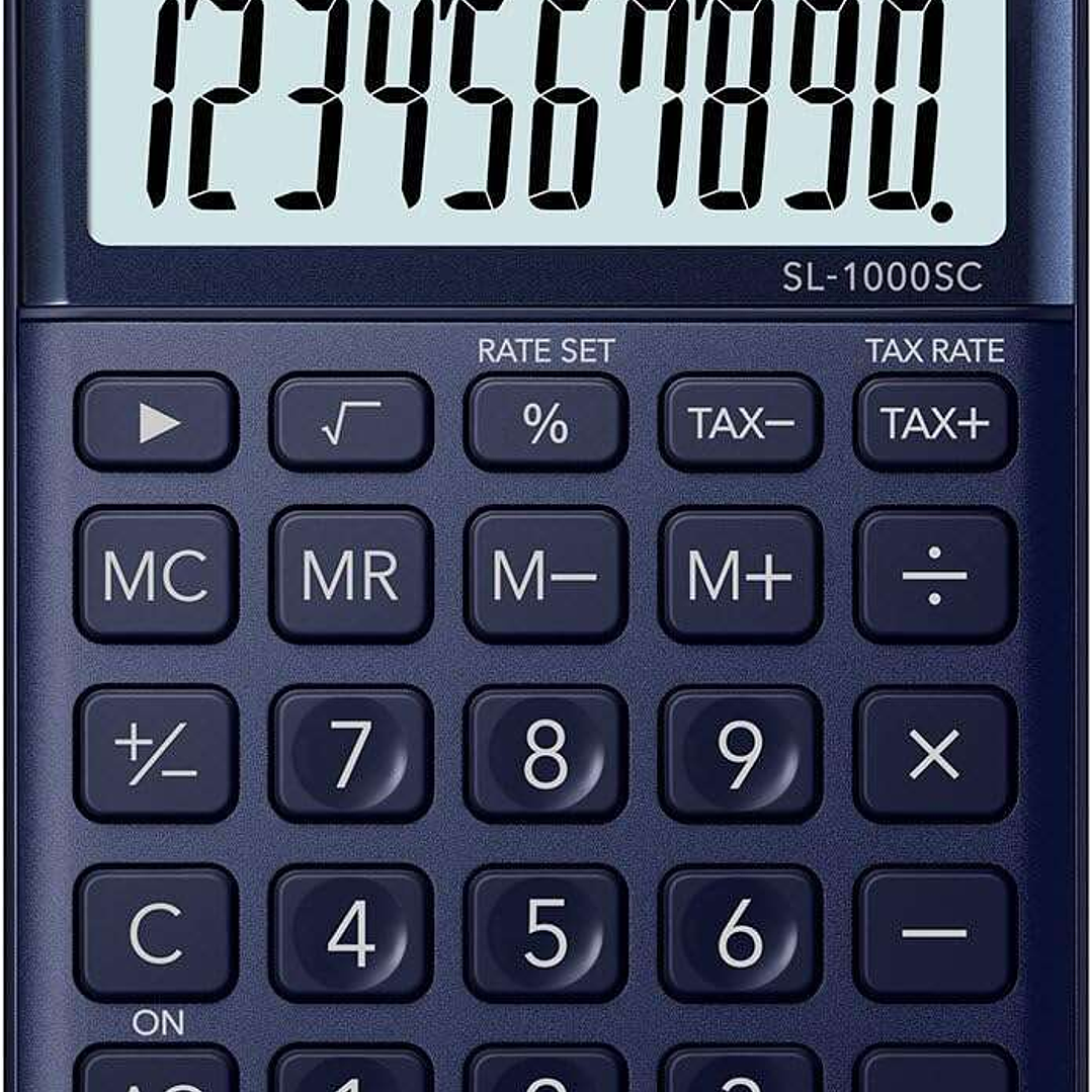 Casio SL-1000SC Calculadora de Bolsillo - Pantalla Extragrande de 10 Digitos - Alimentacion Solar y Pilas - Color Azul Oscuro 1