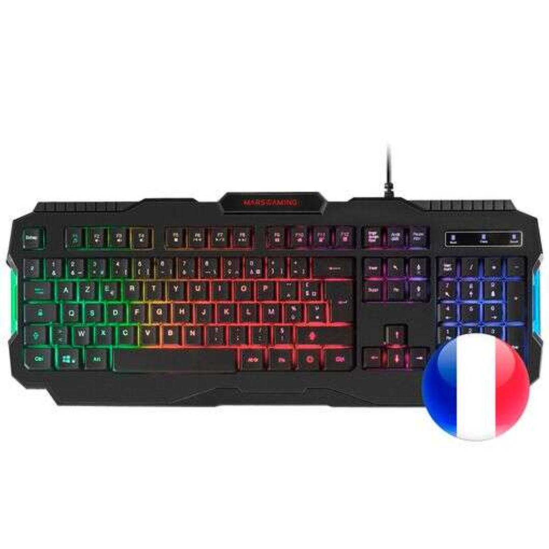 Mars Gaming MRK0 Teclado Gaming RGB Rainbow 9 Colores 15 Teclas de Funcion - 560x199x32mm - Retroiluminacion Multicolor, Capacidad anti-ghosting, Puls 1