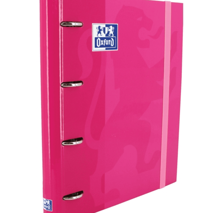 Oxford Europeanbinder Classic A4+ Carpeta de Anillas con Recambio Cuadricula 5x5 - Tapa Extradura - Cierre con Goma Elastica - Color Fucsia 1