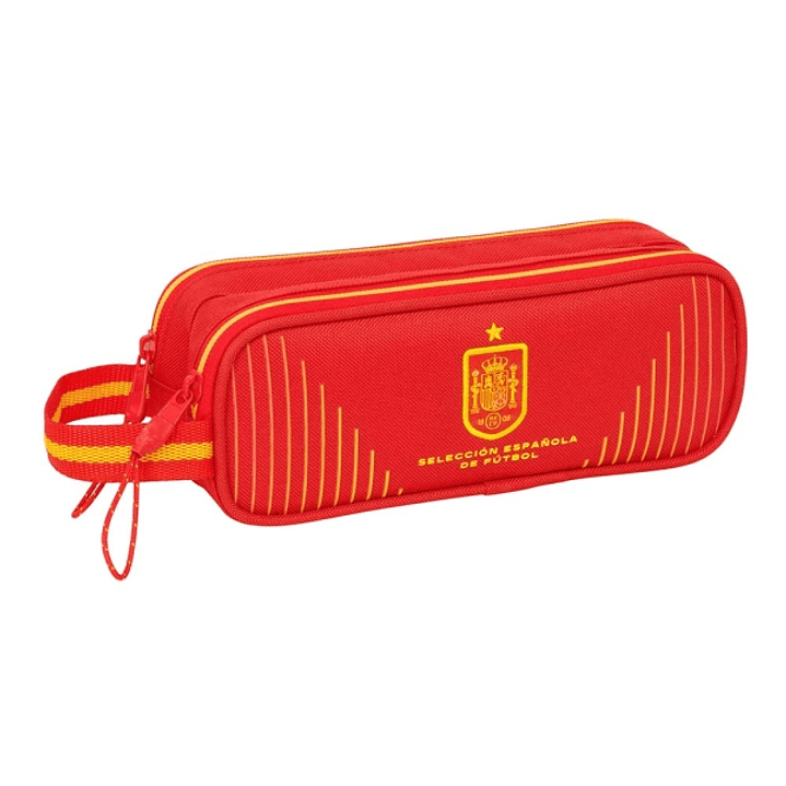 Safta Seleccion Española de Futbol Portatodo - 2 Compartimentos con Cremalleras - Asa Lateral - 1L - 210x60x80mm - Color Rojo 1