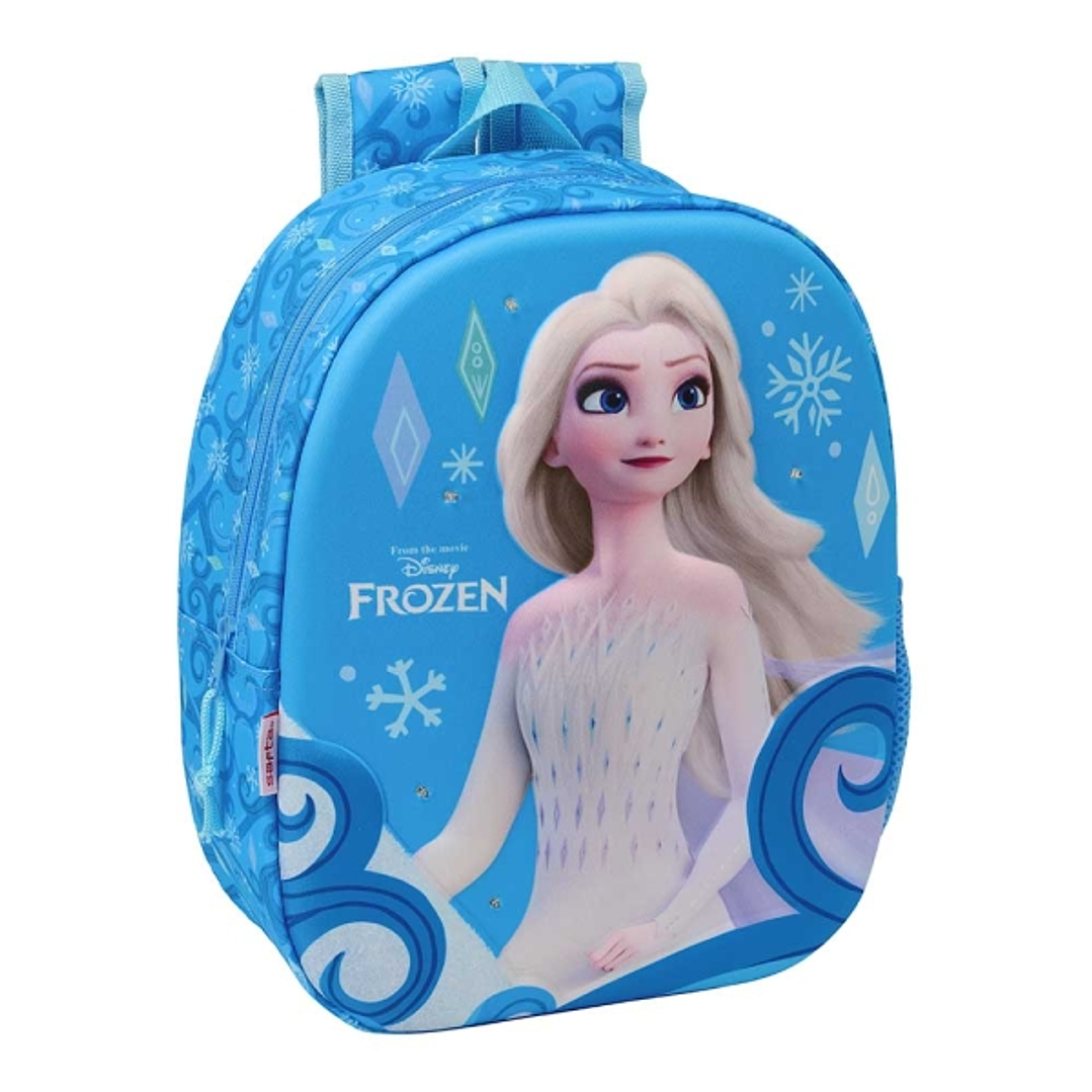 Safta Frozen Mochila 3D - Luces LED - Portabotellas - Hombreras Acolchadas - Asa Superior - 8.64L - 270x100x330mm - Color Azul 1