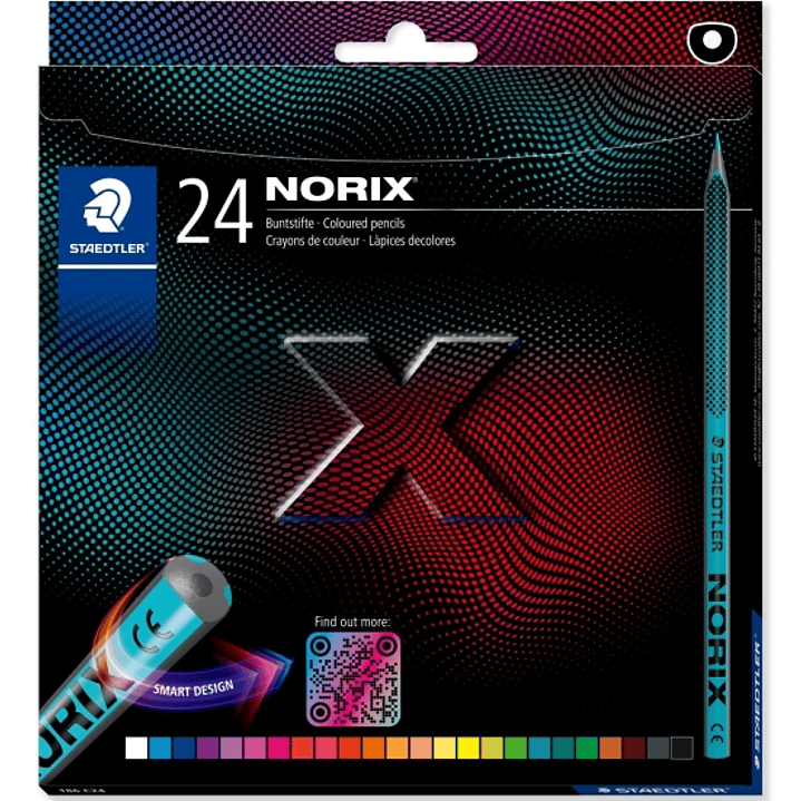 Staedtler Norix 186 Pack de 24 Lapices de Colores HB - Madera Negra - Mina de Grafito - Diseño Inteligente - Para Escribir, Dibujar y hacer Bocetos 1