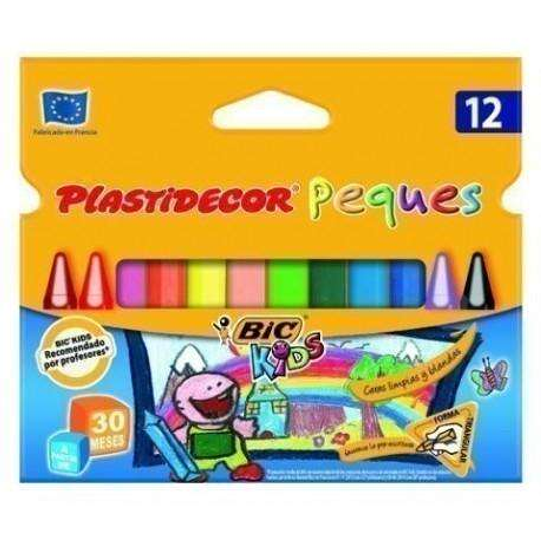 Bic Kids Plastidecor Peques Caja de 12 Lapices de Cera Triangulares - Ideal Niños Pequeños - Textura blanda - No Mancha 1